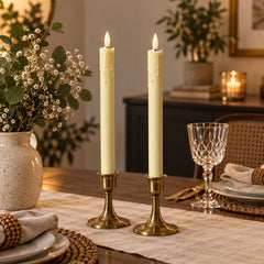 Set de dos velas LED de 27 cm en polipropileno color marfil