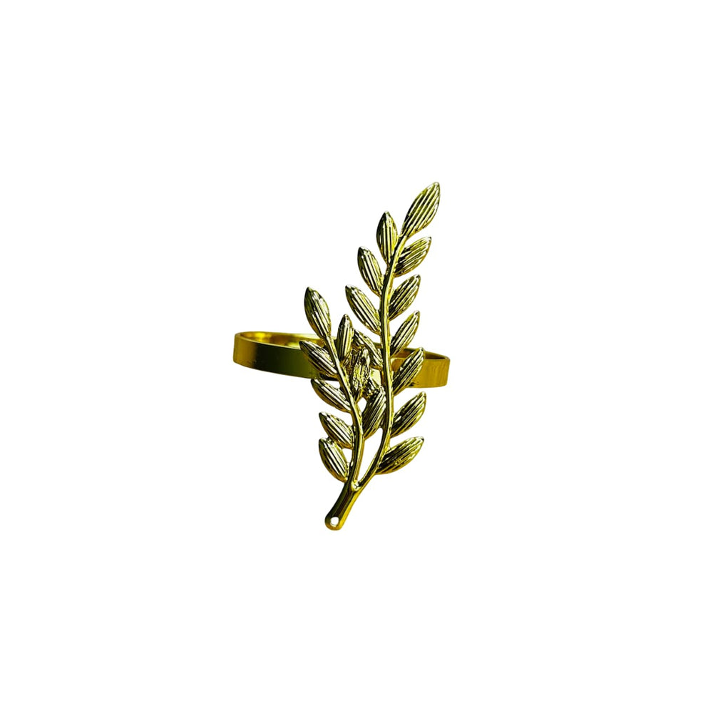Anillo para servilleta dorado con diseño de hojas en relieve