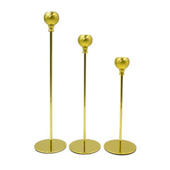 Candelabros dorados redondos con base metálica – Set de 3 piezas