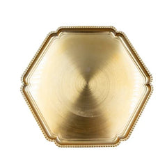 Bandeja decorativa hexagonal de plástico dorado de 34 cm
