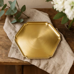 Bandeja Decorativa Hexagonal En Polipropileno Dorada 34cm
