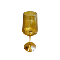 Copa de vidrio naranja ribbed diseño líneas verticales 385 ml