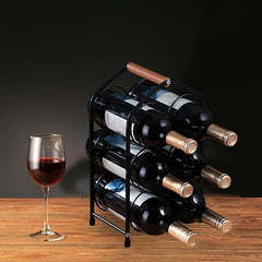 Organizador de vino para 6 botellas con diseño ovalado y mango