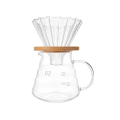V60 de vidrio con jarra transparente de 500 ml para café