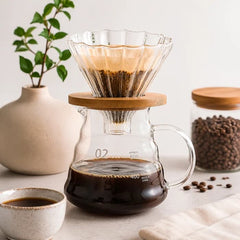 Kit V60 de vidrio con jarra para café de 500 ml y 20 filtros de papel