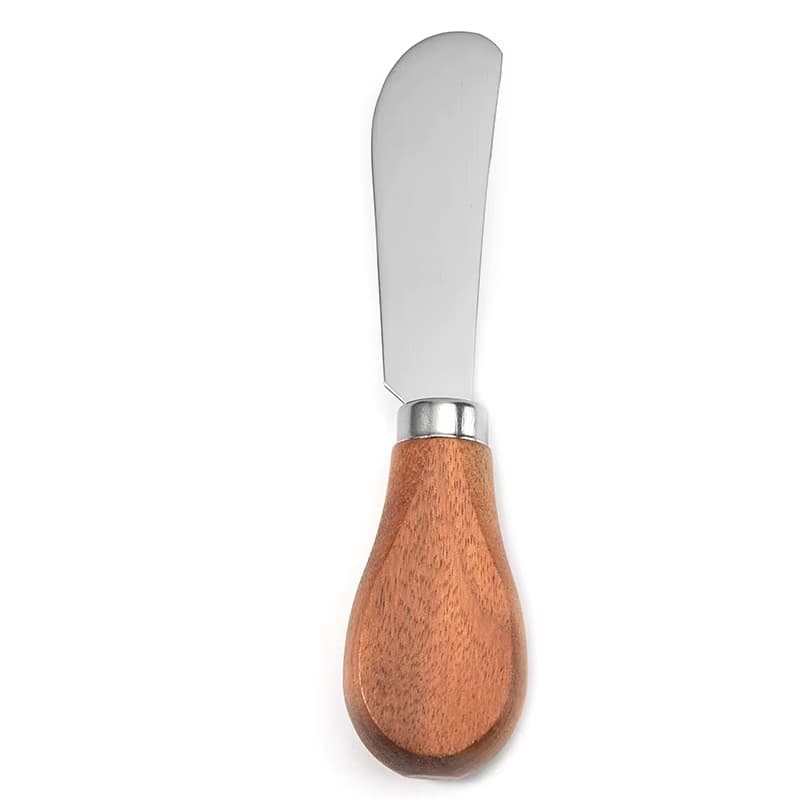 Cuchillo para queso de 30 cm en acero con mango de madera marrón claro