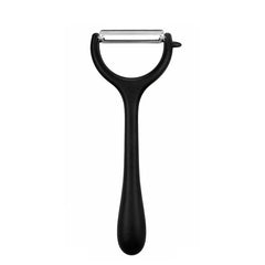 Pelador manual negro de 18 cm con cuchilla de acero inoxidable