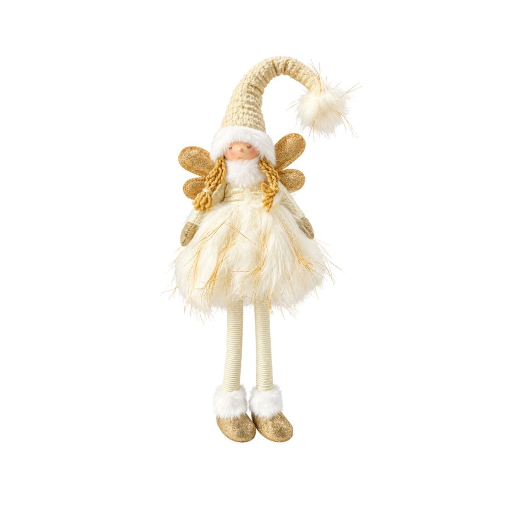Muñeco ángel navideño de 30 cm con luces.