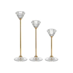 Set x3 candelabros de niveles con portavelas tipo diamante
