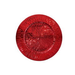 Plato base decorativo rojo de 33 cm con acabado brillante.