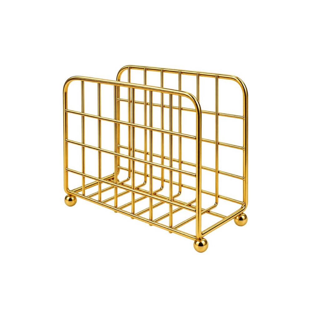Servilletero dorado con diseño de malla