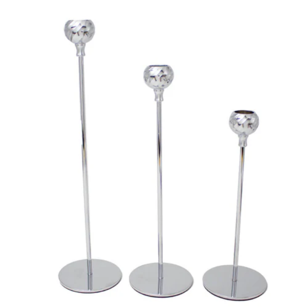 Candelabro x3 Acero Inoxidable Diseño Circular