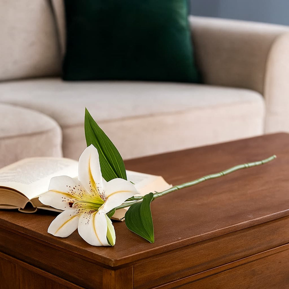 Vista superior de flor decorativa artificial tipo lirio – Lala Home