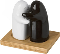Saleros decorativos blanco y negro con diseño divertido