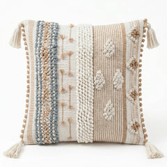 Cojín decorativo natural con textura artesanal 45×45 cm
