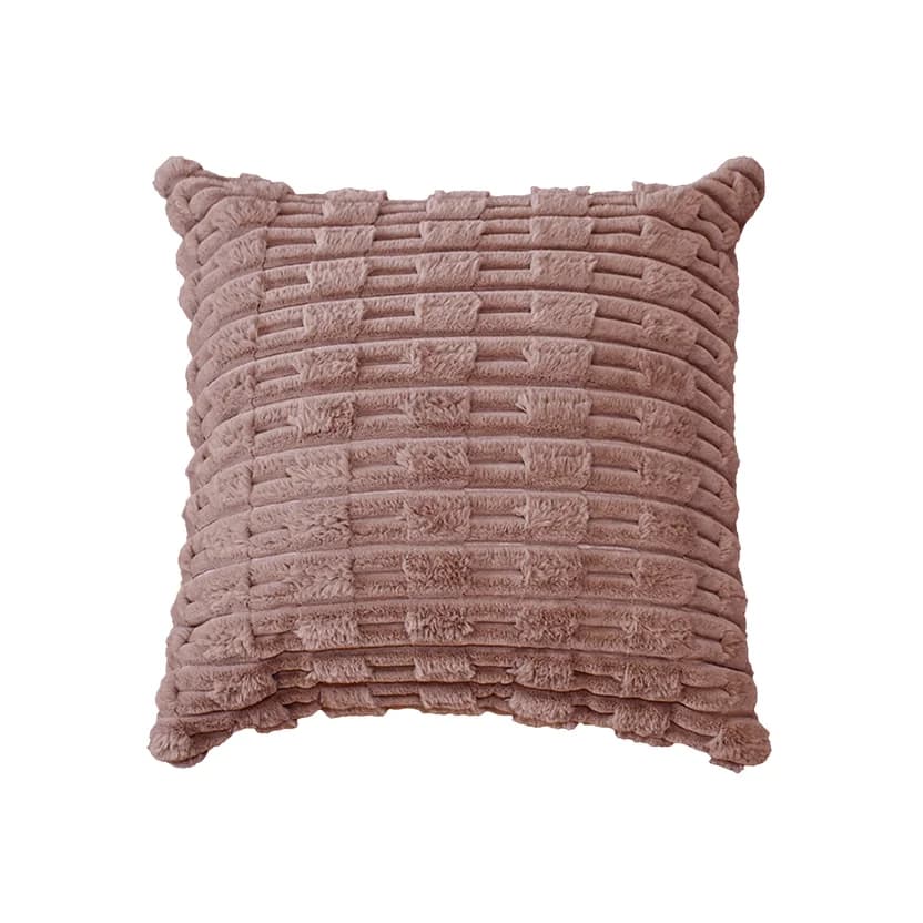 Cojín decorativo palo rosa con textura acanalada 45×45 cm