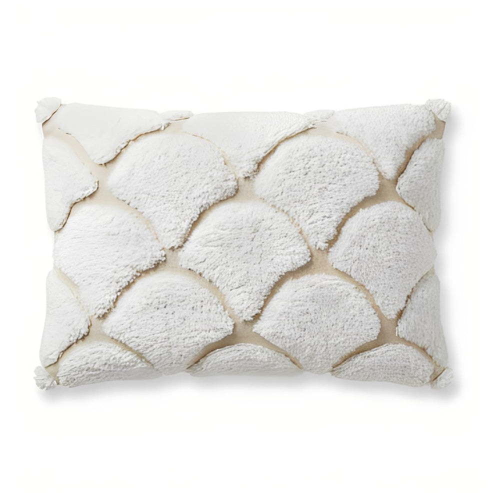 Cojín rectangular marfil de 30×50 cm con textura en relieve