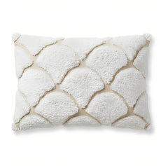 Cojín rectangular marfil de 30×50 cm con textura en relieve