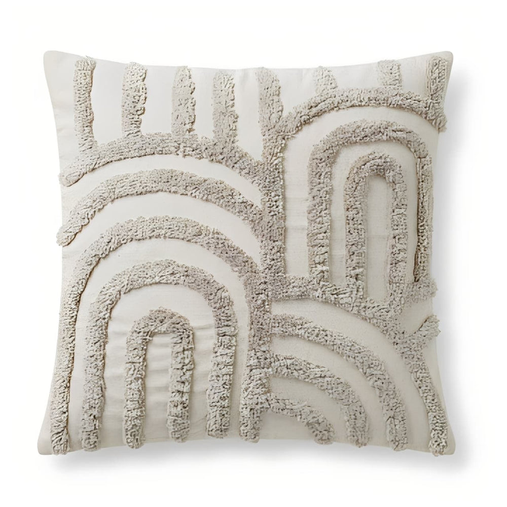 Cojín decorativo marfil con textura en relieve 45×45 cm
