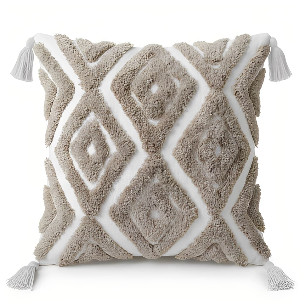 Cojín decorativo marfil con textura bouclé 45×45 cm

