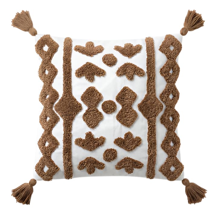 Cojín decorativo caramelo con textura en relieve 45×45 cm
