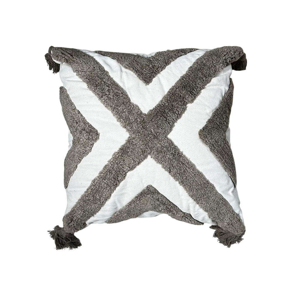 Cojín Blanco con Marrón Taupe 45×45 | Lala Home Colombia