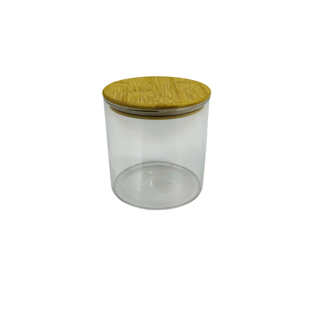 Recipiente de vidrio grande con tapa de bambú
