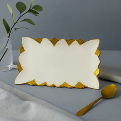 Bandeja Decorativa Rectangular Plana 18x31cm Con Borde Dorado