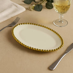 Bandeja Decorativa Ovalada 16x31cm Dorado