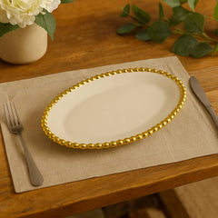 Bandeja Decorativa Ovalada 16x31cm Dorado