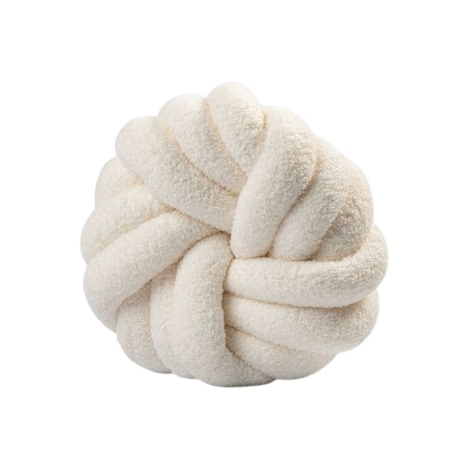 Cojín nudo decorativo blanco crema disponible en tamaños de 30 cm y 37 cm