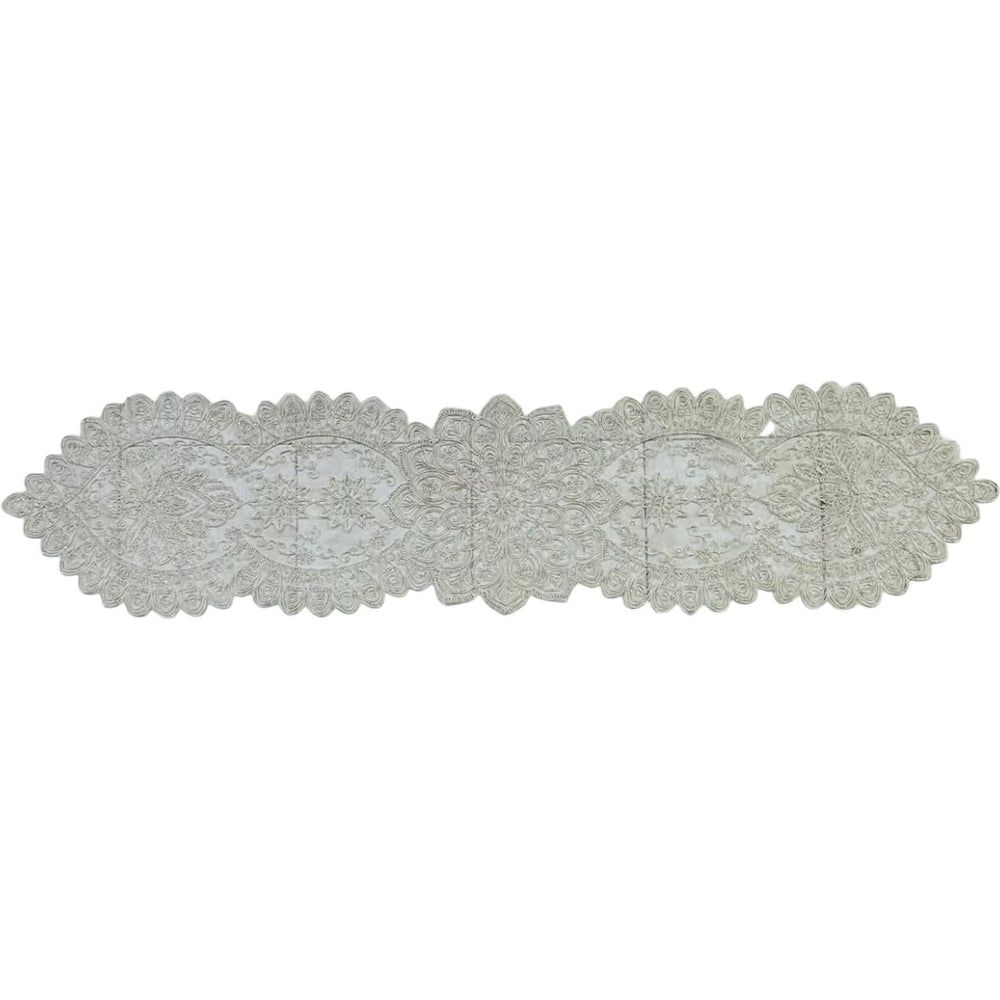 Camino de mesa floral beige con detalles calados