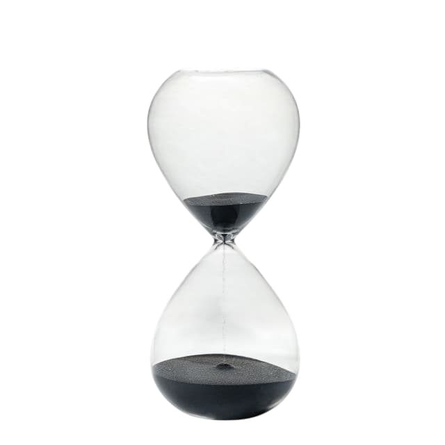 Reloj de arena negro y transparente de 24 cm