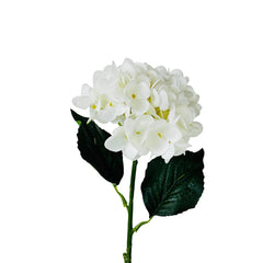 Hortensia decorativa artificial blanca con hojas verdes de 64cm de alto