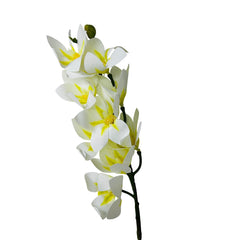 Flor artificial orquídea abierta decorativa de 75 cm en colores blanco, rojo, fucsia y amarillo

