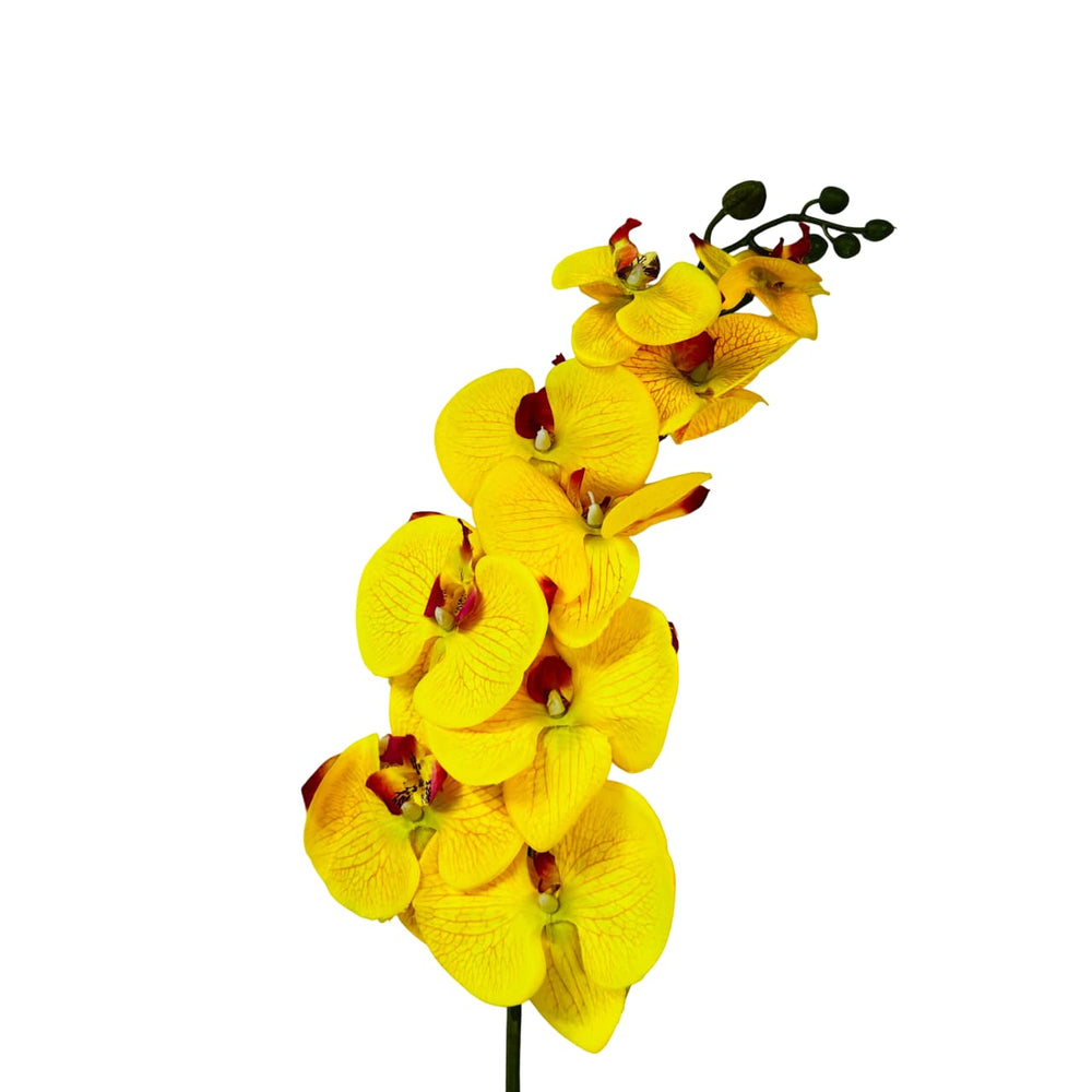 Flor decorativa orquídea artificial de tela 100 cm en color amarillo, verde o blanco