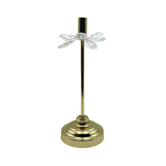 Candelabro Decorativo 29x12 cm Flor de Cristal y Base Oro Rosa