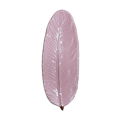 Plato Decorativo Forma De Pluma En Porcelana Rosado