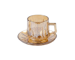 Pocillo de vidrio ámbar con plato a juego de 210 ml