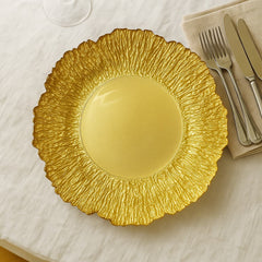 Plato decorativo dorado en cristal