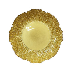 Plato decorativo dorado en cristal