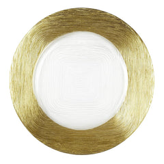 Plato decorativo cuadrado en cristal con borde dorado 33 cm