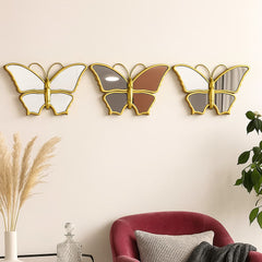 Espejos decorativos mariposa dorada set x3