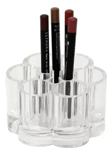 Organizador Acrílico para 6 Brochas con Flor | Lala Home Colombia