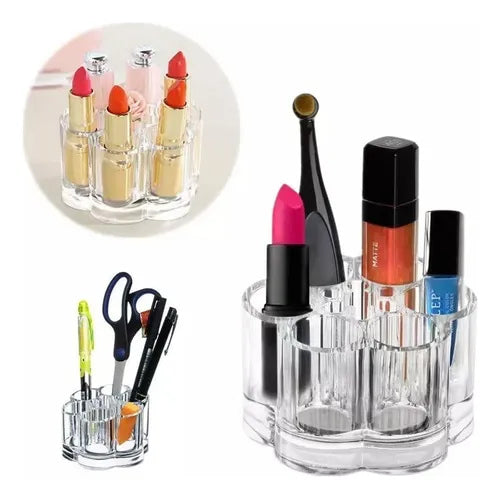 Organizador Acrílico para 6 Brochas con Flor | Lala Home Colombia