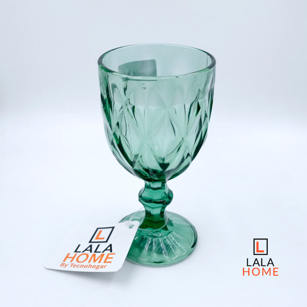 Copa de vino esmerilada 235 ml en vidrio transparente facetado