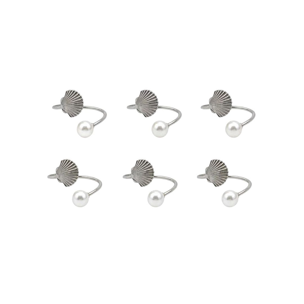 Anillo para servilleta con concha metálica y perla