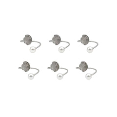 Anillo para servilleta con concha metálica y perla