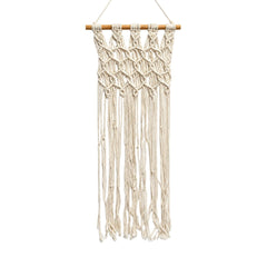 Colgante Decorativo Tejido Con Nudos y flecos Blanco 33x78cm
