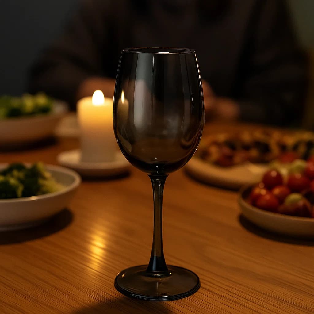 Copa de cristal negra 350 ml diseño liso